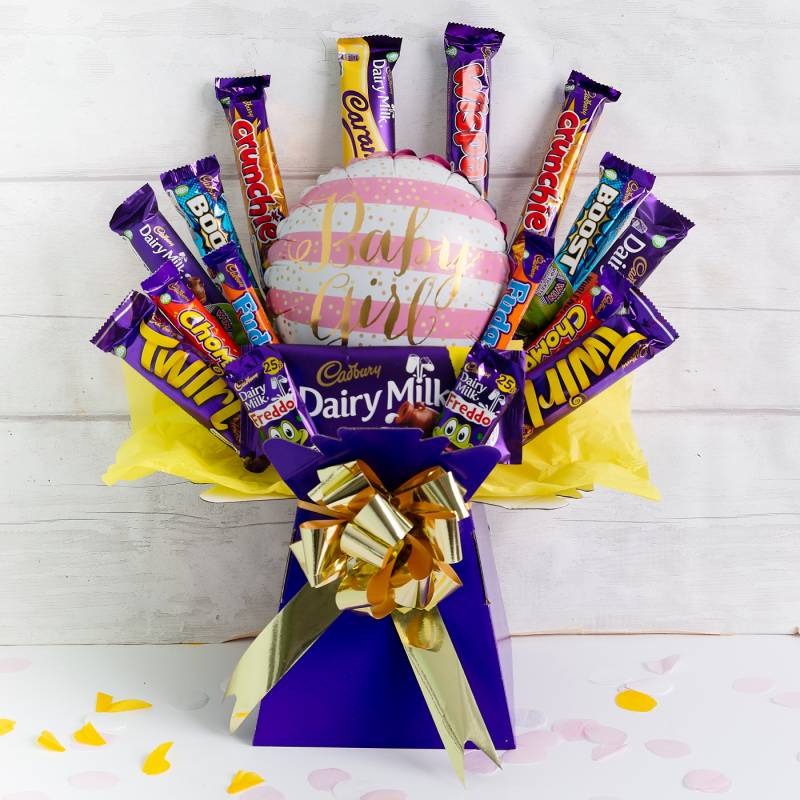 Welcome Baby Girl Deluxe Cadburys Chocolate Bouquet