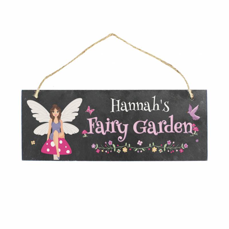 Personalised ""Fairy Garden"" Printed Hanging Slate Plaque