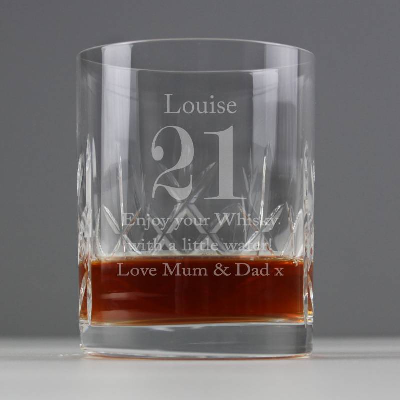 Personalised Big Age Cut Crystal Whisky Tumbler