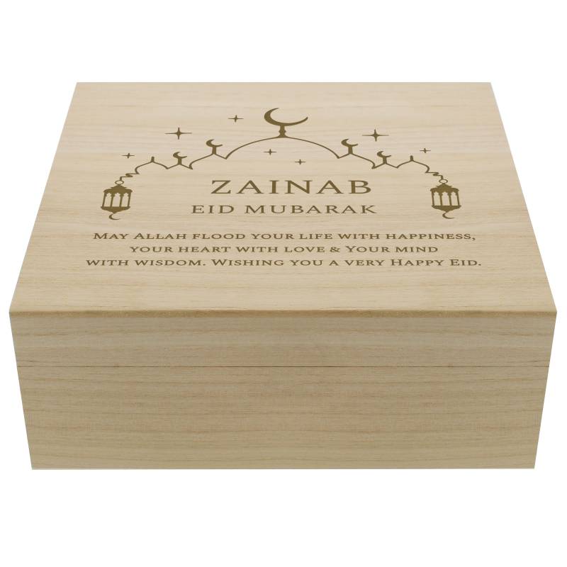 Personalised Eid Large Wooden Keepsake Box