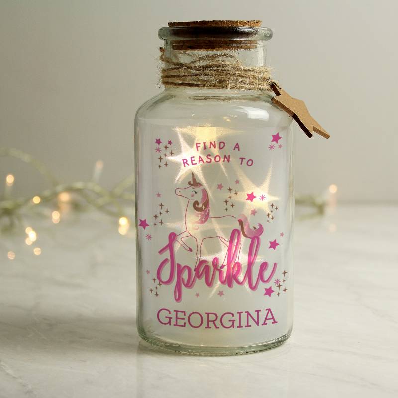 Personalised Unicorn LED Glass Jar