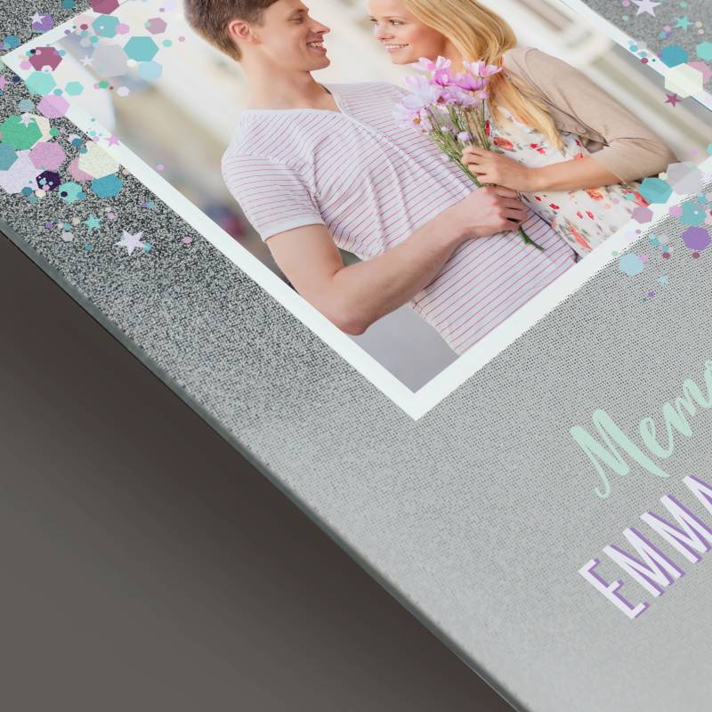 Personalised Festival Style 4x4 Glitter Glass Photo Frame