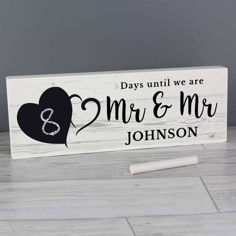 Personalised Rustic Chalk Countdown Wooden Block Sign